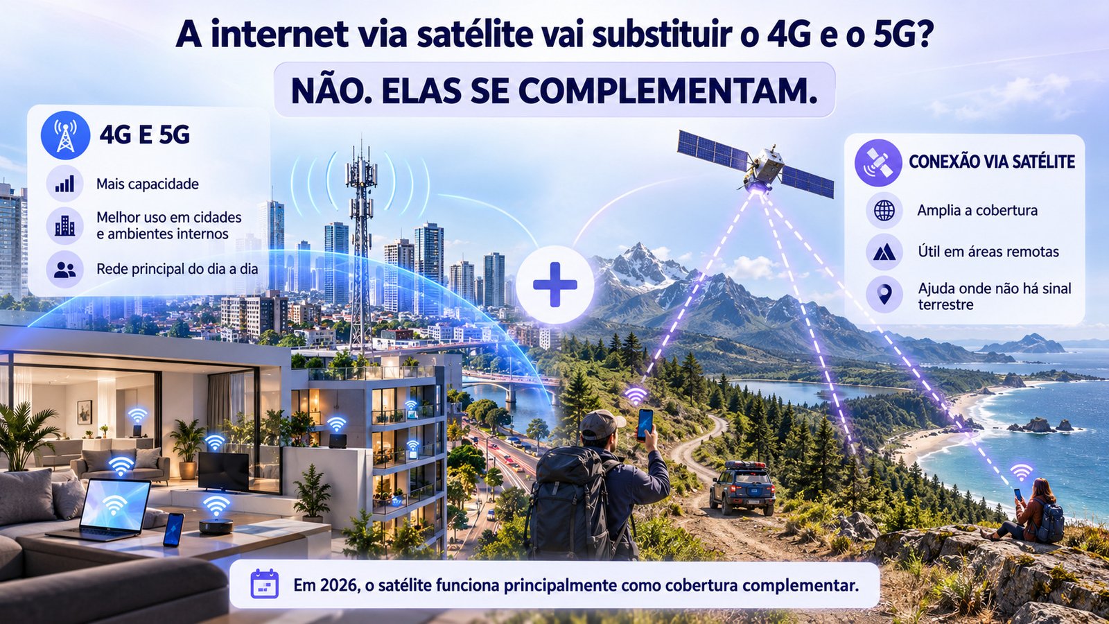 O satélite entra como complemento para as redes 4G e 5G