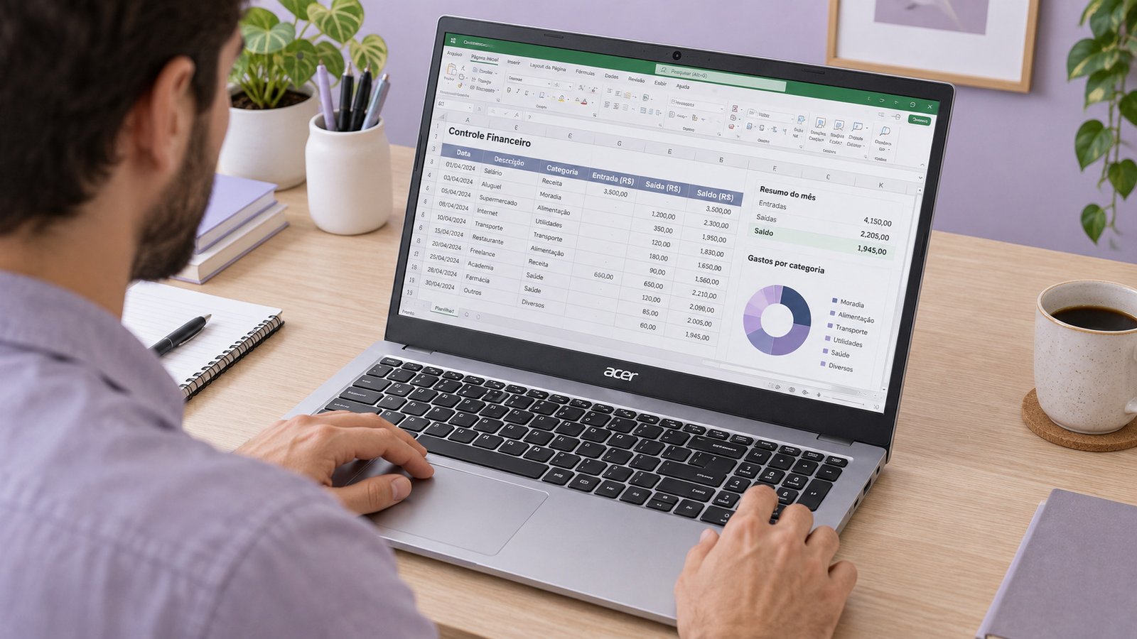 Acer Aspire Go 15 em uma mesa de trabalho