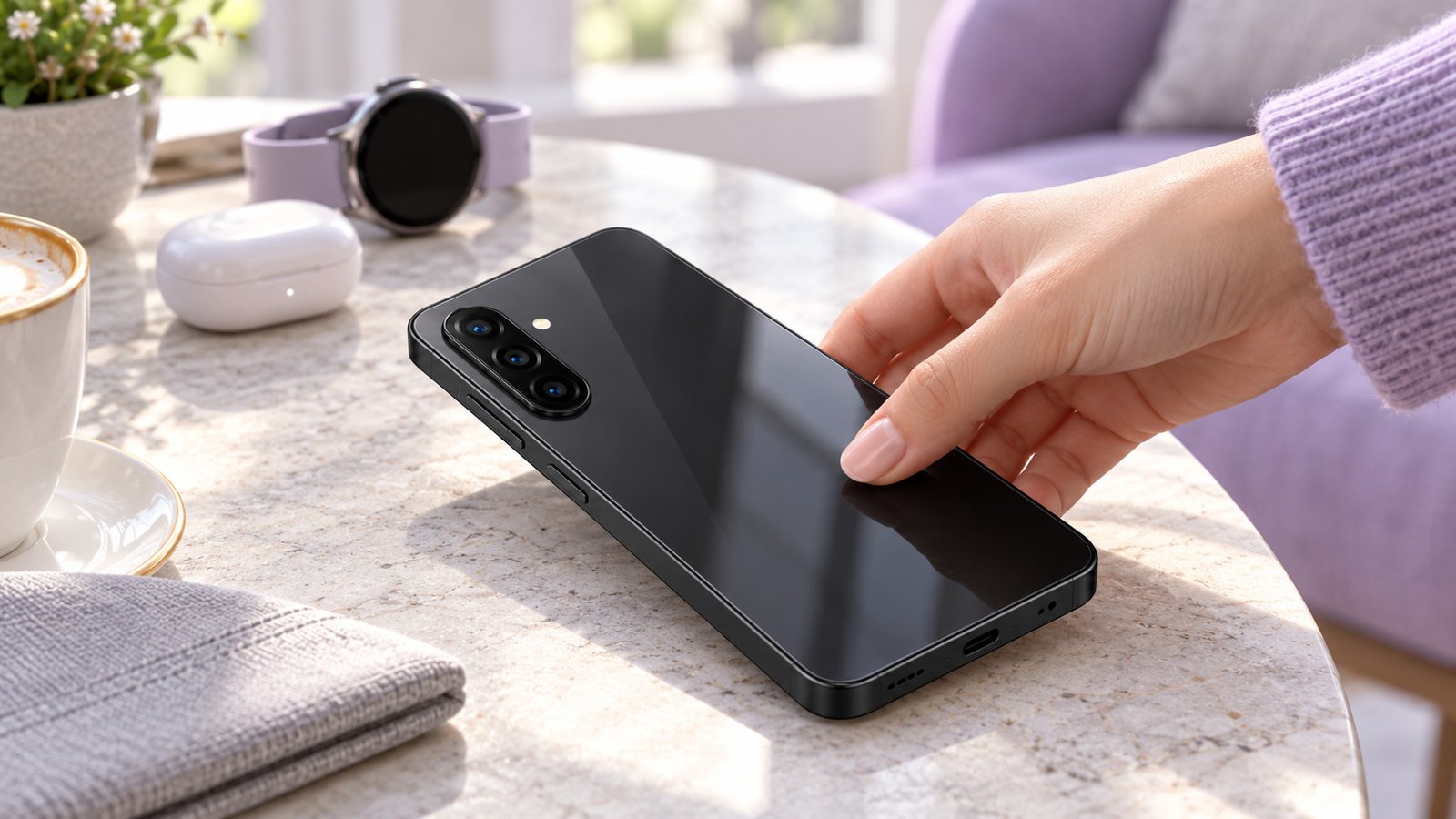 Samsung Galaxy A26 5G visto pela frente e pela traseira