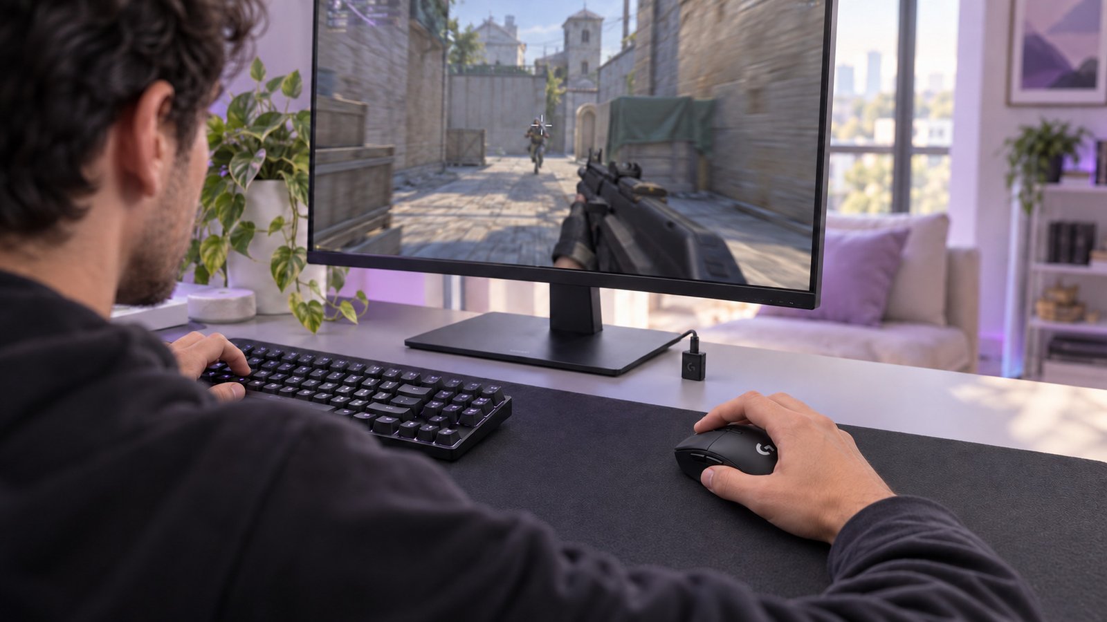 Logitech G305 Lightspeed em uso para jogos
