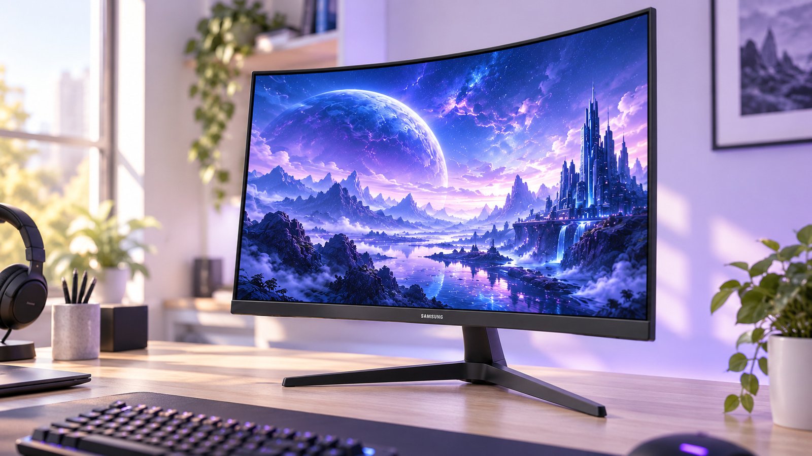 Samsung Odyssey G5 27 polegadas exibindo jogo em resolução QHD
