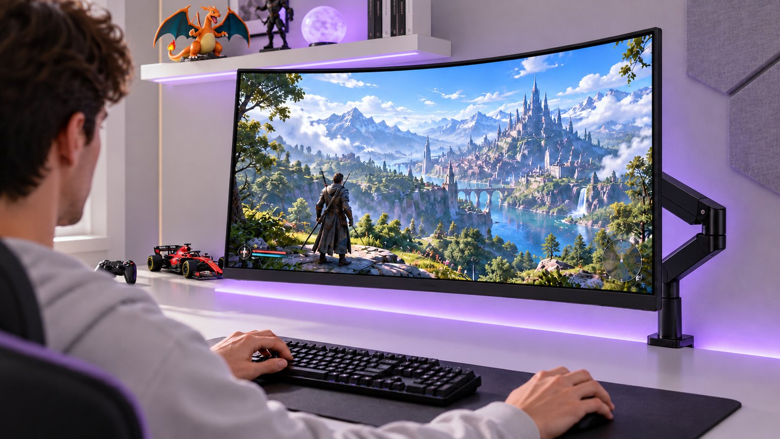 Samsung Odyssey G5 27 polegadas em setup gamer